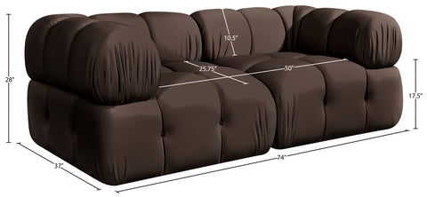 Camden Brown Velvet Performance Fabric Upholstered Sofa, 2-Piece
