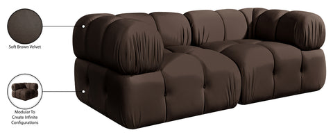 Camden Brown Velvet Performance Fabric Upholstered Sofa, 2-Piece