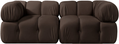 Camden Brown Velvet Performance Fabric Upholstered Sofa, 2-Piece
