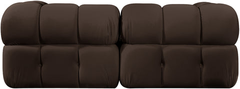 Camden Brown Velvet Performance Fabric Upholstered Sofa, 2-Piece