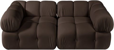 Camden Brown Velvet Performance Fabric Upholstered Sofa, 2-Piece