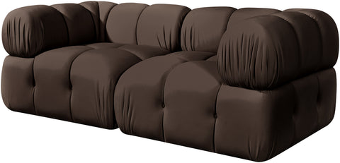 Camden Brown Velvet Performance Fabric Upholstered Sofa, 2-Piece