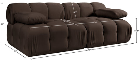 Camden Brown Velvet Performance Fabric Upholstered Sofa, 2-Piece (Style 2)