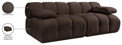 Camden Brown Velvet Performance Fabric Upholstered Sofa, 2-Piece (Style 2)