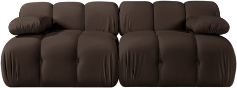 Camden Brown Velvet Performance Fabric Upholstered Sofa, 2-Piece (Style 2)