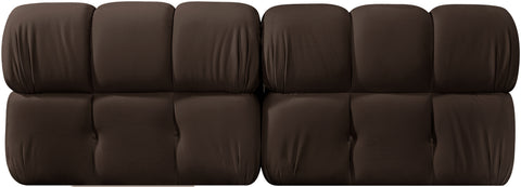Camden Brown Velvet Performance Fabric Upholstered Sofa, 2-Piece (Style 2)