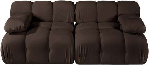 Camden Brown Velvet Performance Fabric Upholstered Sofa, 2-Piece (Style 2)