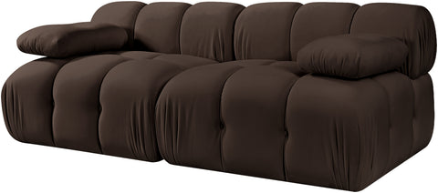 Camden Brown Velvet Performance Fabric Upholstered Sofa, 2-Piece (Style 2)