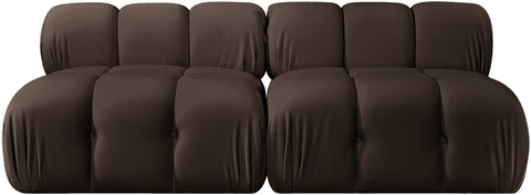Camden Brown Velvet Performance Fabric Upholstered Sofa, 2-Piece (Style 2)