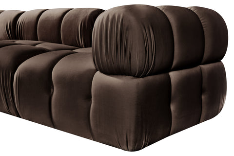 Camden Brown Velvet Performance Fabric Upholstered Sofa, 3-Piece