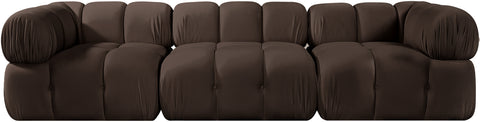Camden Brown Velvet Performance Fabric Upholstered Sofa, 3-Piece