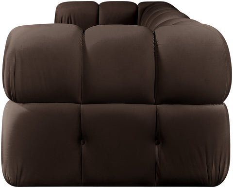 Camden Brown Velvet Performance Fabric Upholstered Sofa, 3-Piece