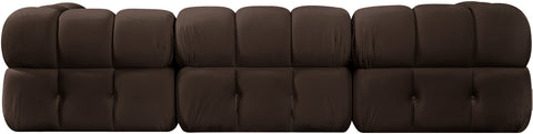 Camden Brown Velvet Performance Fabric Upholstered Sofa, 3-Piece