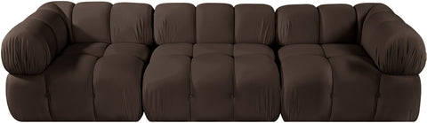 Camden Brown Velvet Performance Fabric Upholstered Sofa, 3-Piece