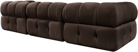 Camden Brown Velvet Performance Fabric Upholstered Sofa, 3-Piece