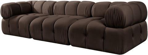 Camden Brown Velvet Performance Fabric Upholstered Sofa, 3-Piece