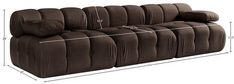Camden Brown Velvet Performance Fabric Upholstered Sofa, 3-Piece (Style 2)