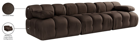 Camden Brown Velvet Performance Fabric Upholstered Sofa, 3-Piece (Style 2)