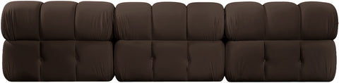 Camden Brown Velvet Performance Fabric Upholstered Sofa, 3-Piece (Style 2)