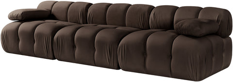 Camden Brown Velvet Performance Fabric Upholstered Sofa, 3-Piece (Style 2)