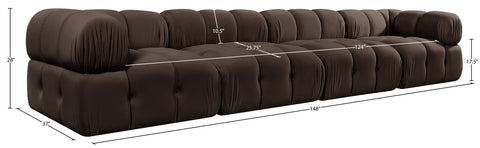 Camden Brown Velvet Performance Fabric Upholstered Sofa, 4-Piece