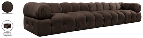 Camden Brown Velvet Performance Fabric Upholstered Sofa, 4-Piece