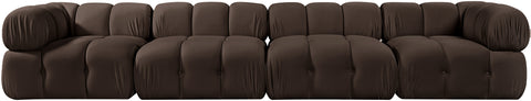 Camden Brown Velvet Performance Fabric Upholstered Sofa, 4-Piece