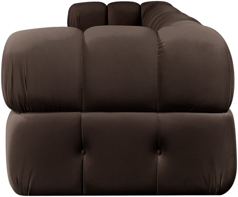 Camden Brown Velvet Performance Fabric Upholstered Sofa, 4-Piece