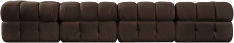 Camden Brown Velvet Performance Fabric Upholstered Sofa, 4-Piece
