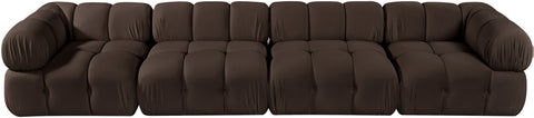 Camden Brown Velvet Performance Fabric Upholstered Sofa, 4-Piece
