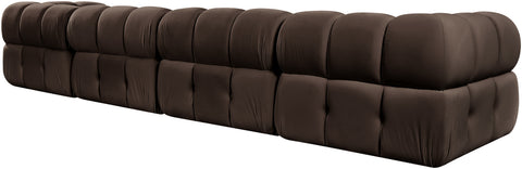Camden Brown Velvet Performance Fabric Upholstered Sofa, 4-Piece