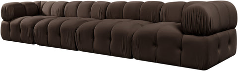 Camden Brown Velvet Performance Fabric Upholstered Sofa, 4-Piece
