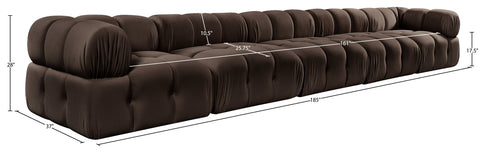 Camden Brown Velvet Performance Fabric Upholstered Sofa, 5-Piece