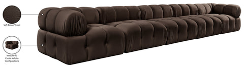 Camden Brown Velvet Performance Fabric Upholstered Sofa, 5-Piece