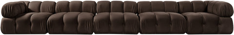 Camden Brown Velvet Performance Fabric Upholstered Sofa, 5-Piece