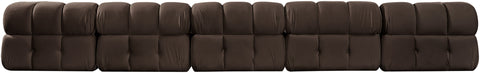 Camden Brown Velvet Performance Fabric Upholstered Sofa, 5-Piece