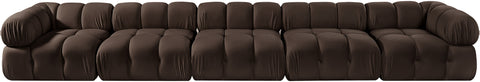 Camden Brown Velvet Performance Fabric Upholstered Sofa, 5-Piece