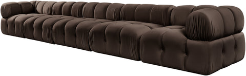 Camden Brown Velvet Performance Fabric Upholstered Sofa, 5-Piece