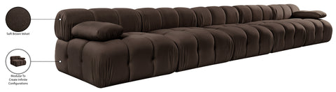 Camden Brown Velvet Performance Fabric Upholstered Sofa, 5-Piece (Style 2)