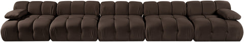 Camden Brown Velvet Performance Fabric Upholstered Sofa, 5-Piece (Style 2)