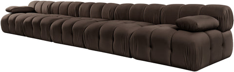 Camden Brown Velvet Performance Fabric Upholstered Sofa, 5-Piece (Style 2)