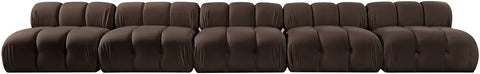 Camden Brown Velvet Performance Fabric Upholstered Sofa, 5-Piece (Style 2)