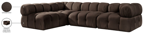 Camden Brown Velvet Performance Fabric Upholstered Sectional, 4-Piece