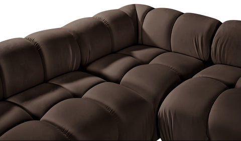 Camden Brown Velvet Performance Fabric Upholstered Sectional, 4-Piece