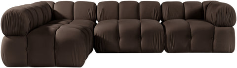 Camden Brown Velvet Performance Fabric Upholstered Sectional, 4-Piece