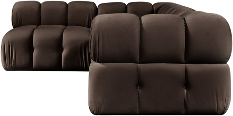 Camden Brown Velvet Performance Fabric Upholstered Sectional, 4-Piece