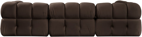 Camden Brown Velvet Performance Fabric Upholstered Sectional, 4-Piece