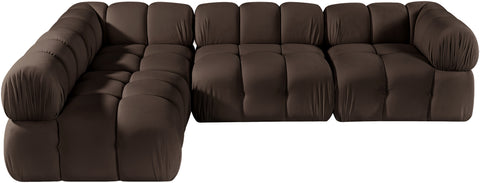 Camden Brown Velvet Performance Fabric Upholstered Sectional, 4-Piece