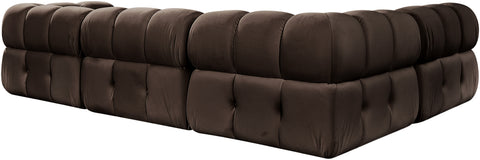 Camden Brown Velvet Performance Fabric Upholstered Sectional, 4-Piece