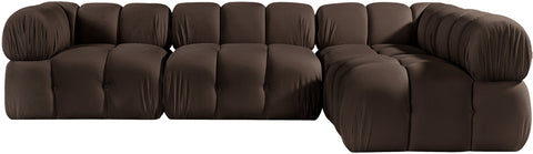 Camden Brown Velvet Performance Fabric Upholstered Sectional, 4-Piece